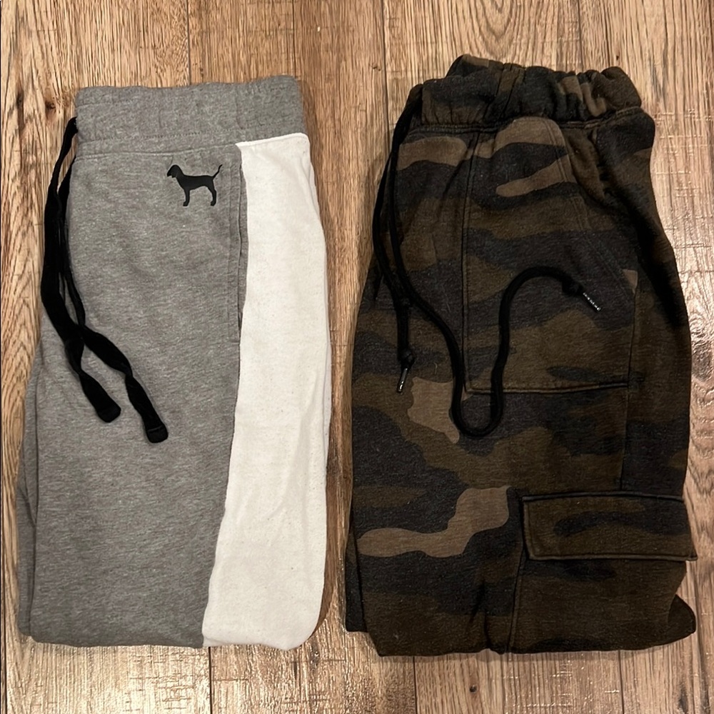 PINK Victoria's Secret Gray and Brown Sweatpants Joggers
